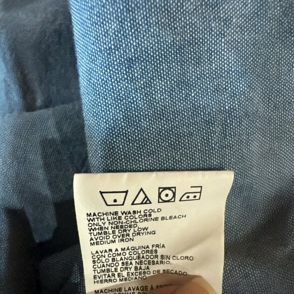 Wrangler Shirt Mens 2XT Blue Denim Western Pearl Snap Long Sleeve Cowboy - Picture 8 of 8